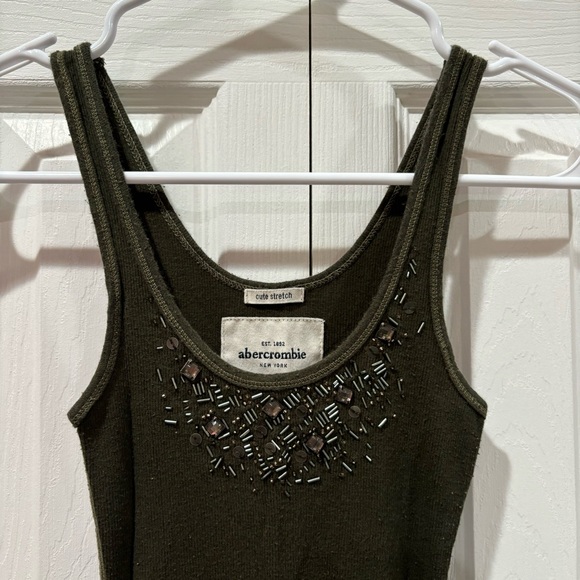 ABERCROMBIE KID’S Sequin Ribbed Stretchy Tank Top - forest green, size S - Picture 2 of 4